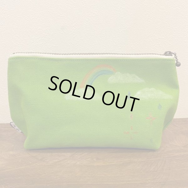 画像2: ミシンアート　ポーチ(M)『雨とねこ』 (2)