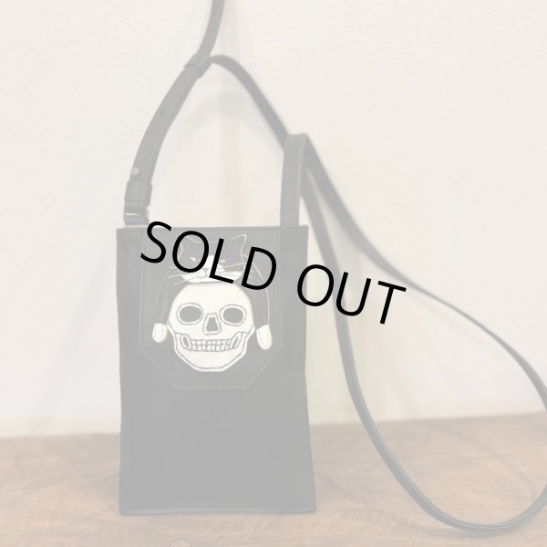 画像1: ドクロ×猫　ミニポシェット　ブラック (1)