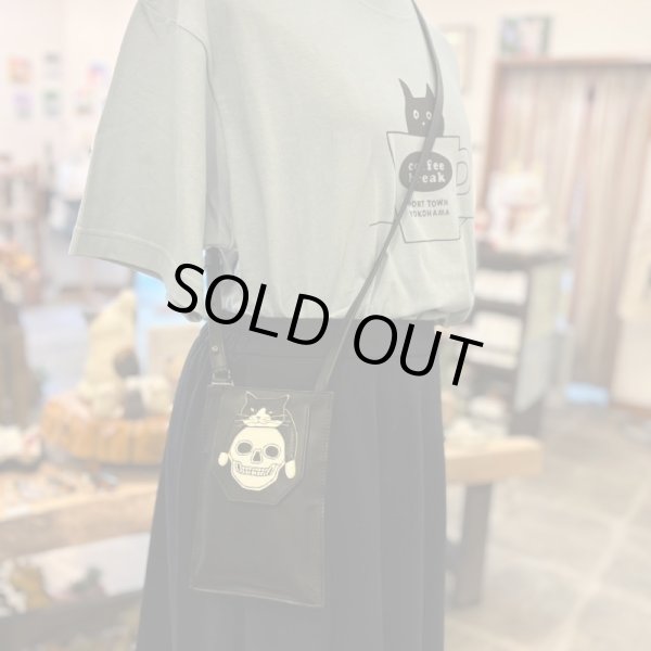 画像2: ドクロ×猫　ミニポシェット　ブラック (2)