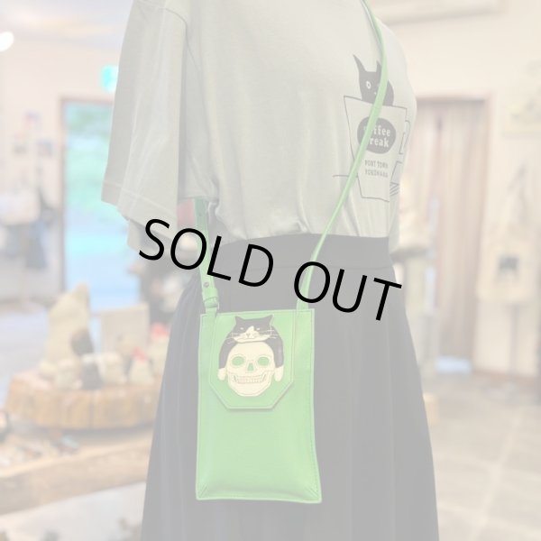 画像2: ドクロ×猫　ミニポシェット　グリーン (2)